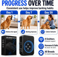 Dog Bark Deterrent Device, 4-Emitter No-Shock Dog Trainer with Automatic Detection, 3 Modes, 50 FT Remote Control, 10–30