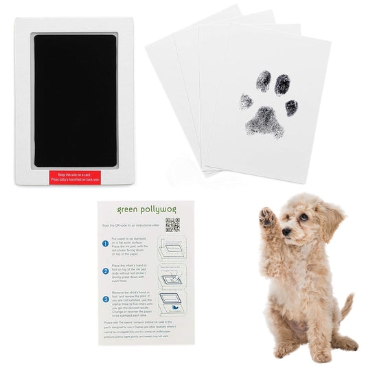 Green Pollywog | Extra-Large Clean Touch Inkless Ink Pad for Pets | Paw/Nose Prints for Dogs & Cats Non-Toxic | Paw Print Stamp Kit | Dog Paw Print Kit | Cat Footprint Keepsake (1-Pack)