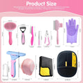 Oromaviela 12PCS Rabbit Bunny Cat Grooming Kit,Self-Cleaning Slicker Brush&Deshedding Tool,Dematting Comb,Nail Clipper&F