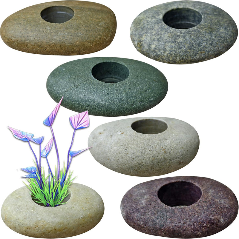 Natural River Stone Plant Weights for Aquarium, Handmade Pebble Anchors for Aquatic Plants, Fish Tank Decorations, Uniqu