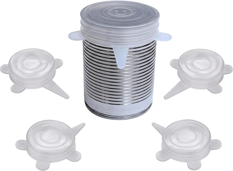 4-Pack Stretchable Silicone Can Covers - Pet and Human Food Storage Lids