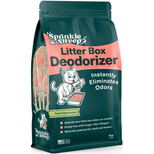 Sprinkle & Sweep: Litter Box Deodorizer - 8oz Bag - Cat & Kitten Home Odor Neutralizer, Ultra-Absorbent Formula, Non-Toxic & Safe, Pet Smell Control
