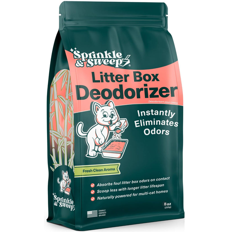 Sprinkle & Sweep: Litter Box Deodorizer - 8oz Bag - Cat & Kitten Home Odor Neutralizer, Ultra-Absorbent Formula, Non-Toxic & Safe, Pet Smell Control