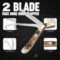 SZCO Supplies 3.75" Dual Blade Hoof Knife – Stainless Steel Hook and Clip-Point Blades, Durable Bone-Style Handle, Multi