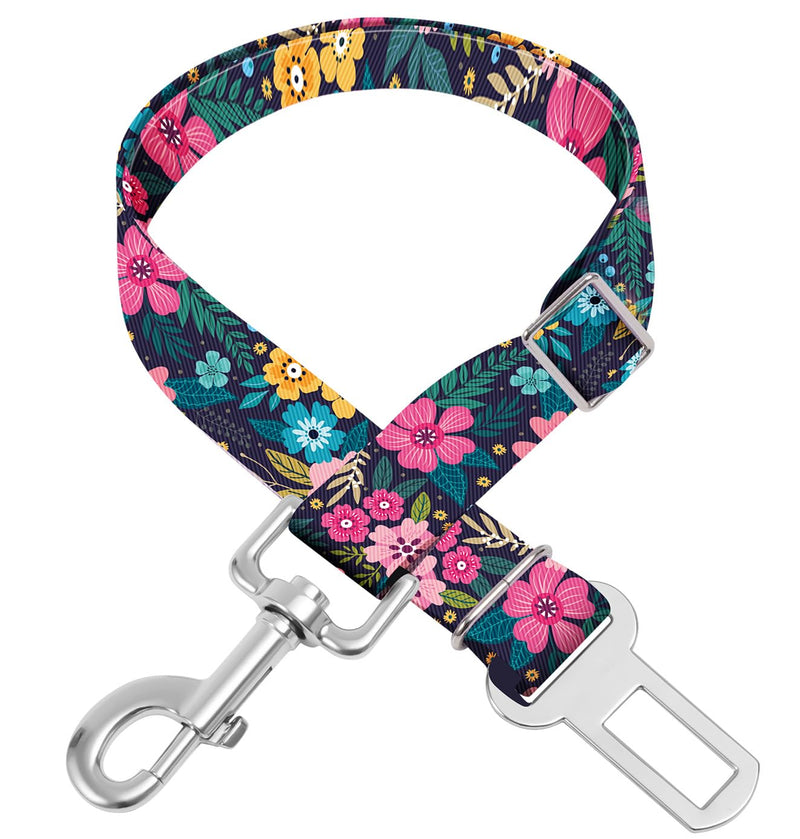 Adjustable pet cat and Dog car seat Belt，The Lanyard is Flexible and Adjustable from 20 to 33 inches (Floral)