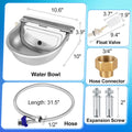 ToLanbbt Automatic Animal Dispenser Horse Water Bowl with Float Valve Stainless Steel Goat Waterer Feeder Outside Water 