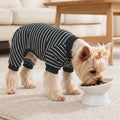 XPUDAC 4 Pack Dog Pajamas Striped Dog Clothes for Small Medium Dogs Girl Boy Comfy Puppy Outfit Doggy Jammies Onesie Pet Costume, Blue, Grey, Green, M