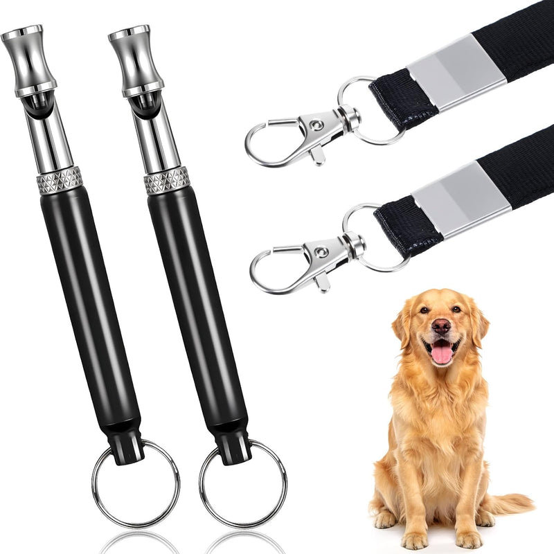 2Pcs Dog Whistle, Professional Ultrasonic Dog Whistle to Stop Barking, Adjustable Pitch Silent Dogs Whistles with Lanyar