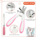 Cat Grooming Kit Set with Pet Shedding Slicker Brush Nail Clipper Trimmer Pet Massage Bath Glove Flea Comb for Bunny Pup