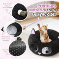 Cat Tunnel Bed for Indoor Cats, Peekaboo Cat Cave with Washable Soft Play Mat, Furry Cat Tube, for Kitten/Puppy/Rabbit, Kitten Series Black Pink