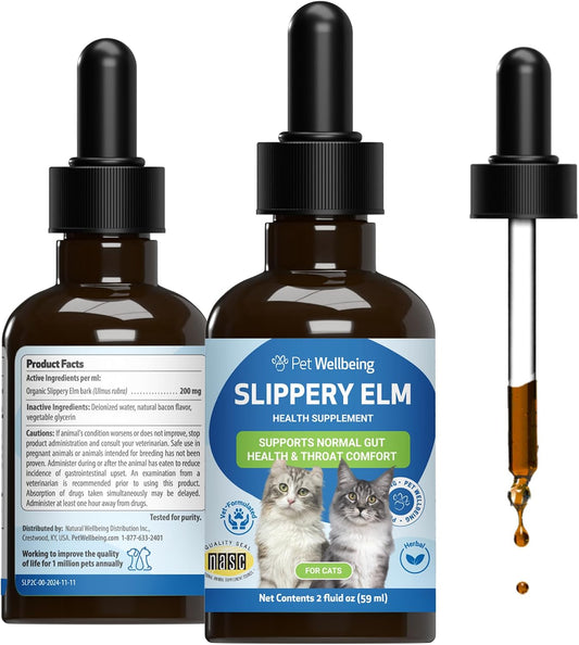 Pet Wellbeing Slippery Elm for Cats - Gut Comfort & Throat Soothing, 2 oz