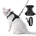 Dotoner Escape Proof Cat Harness and Leash Set Adjustable Soft Mesh Vest for Walking Safe Travel Vet Visit with Reflective Strips for Cats and Kittens(Black-M)