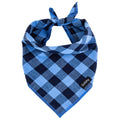 Gofshy Boy Dog Bandana Large- Blue Black Dog Scarf Buffalo Plaid Printing Adjustable Bib Handkerchief Accessories for Medium Large Dogs (L)