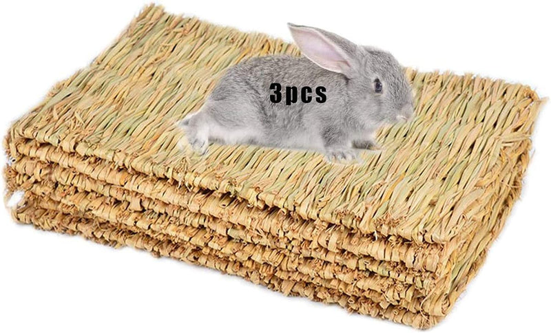Hamiledyi Grass Mat Woven Bed Mat for Small Animal Bunny Bedding(Pack of 3)