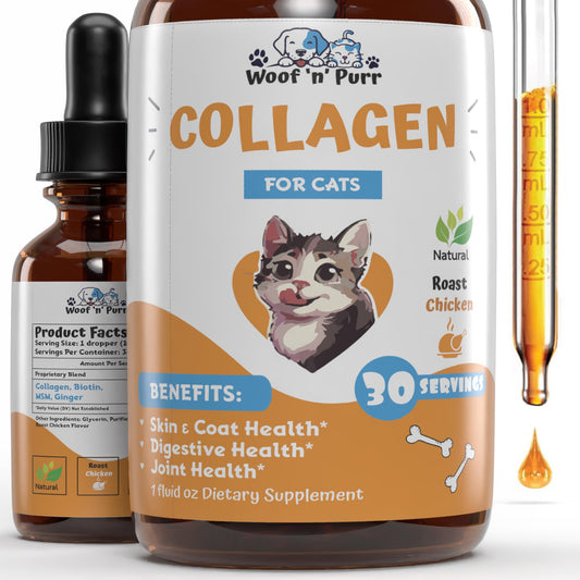 Collagen for Cats - Cat Collagen - Cat Supplements & Vitamins - Cat Skin and Coat Supplement - Cat Supplements for Indoor Cats - Cat Collagen Drops - Collagen for Cats Drops - 1 fl oz