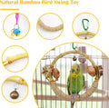 Circle Bird Swing with Bell,Bamboo Parakeet Rope Perches for Cage Ring Bird Swings Chewings Nuts Toys for Parrots Cockat