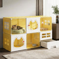2 Tier DIY Indoor Cat Cage with Built-in Litter Box & Clear Window