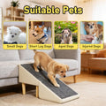 Split Ottoman Dog Ramp for Couch & Bed, 2-in-1 Foldable Dog Stairs with Non-Slip Surface, Solid Wood Pet Ramp for Small 