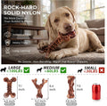 Kseroo 3-Pack Indestructible Dog Chew Toys for Aggressive Chewers: Bacon Flavored Rock-Hard Solid Nylon, Tough Dog Bones for Medium/Large Dogs 25-90lbs, Heavy Duty Dog Toys to Keep Them Busy, Brown-XL