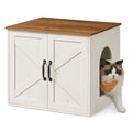 Feandrea Cat Litter Box Enclosure, Hidden Litter Box Furniture, Indoor Pet House End Table, 23.6 x 19.7 x 19.7 Inches, Rustic White and Honey Brown UPCL042W201