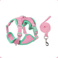 Muejjur Cat Harness and Leash Set for Walking – Escape-Proof Reflective Vest for Cats and Small Dogs, Adjustable Soft Air Mesh with Pressure-Reducing Design, 4.92ft (Green & Pink, L)