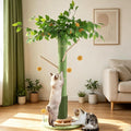 Sheripet Cat Scratching Post, 45 Inch Tall Cat Scratcher Tree for Indoor Cats Adults with Natural Sisal Rope, Large Scratching Posts with Rubber Brush, 3-Layer Solid Wood Base and Balls Track Toy