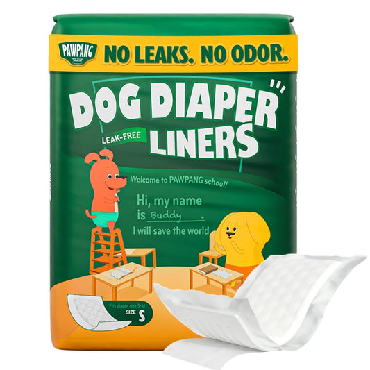 PAWPANG Disposable Dog Diaper Liners Booster Pads for Male & Female Dogs, 100ct, 5 Sizes Options, Doggie Diaper Inserts fit Most Types of Dog Diapers - Pet Belly Bands & Male Wraps (Small(100ct))