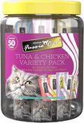 Fussie Cat, 0.5 Ounces Each, 50 Tubes, Tuna & Chicken Variety 5 Flavors