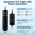 hygger 11W Aquarium U-V Light with Timer, 360° Protective Shield Clean Lamp for Green Water & Algae, Amphibian Small U-V