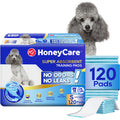 Honey Care All-Absorb, Small 17.5" x 23.5", 120 Count, Dog and Puppy Training Pads, Ultra Absorbent and Odor Eliminating, Leak-Proof 5-Layer Potty Training Pads with Quick-Dry Surface, Blue, A05