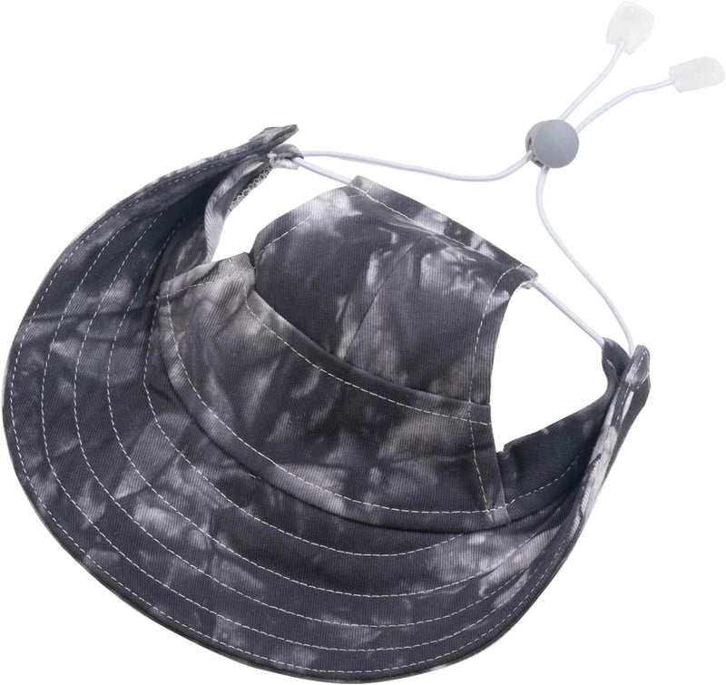 Tie-Dye Dog Baseball Hat with Ear Holes, Adjustable Summer Sun Cap for Pets(Black, Large)