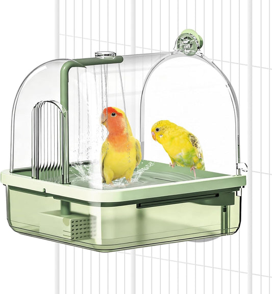 Automatic Bird Bath for Cage, Parrot Bathtub, Indoor Cockatiel Bathtub Shower with Pump, Circulating Water, Birds Shower