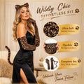 Cheetah Costume, Halloween Costumes, 4 PCS Set Headband Tail Gloves Sticker