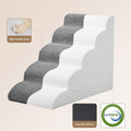 EHEYCIGA Curved Dog Stairs for High Beds 22.6" H, 5-Step Dog Steps, Grey