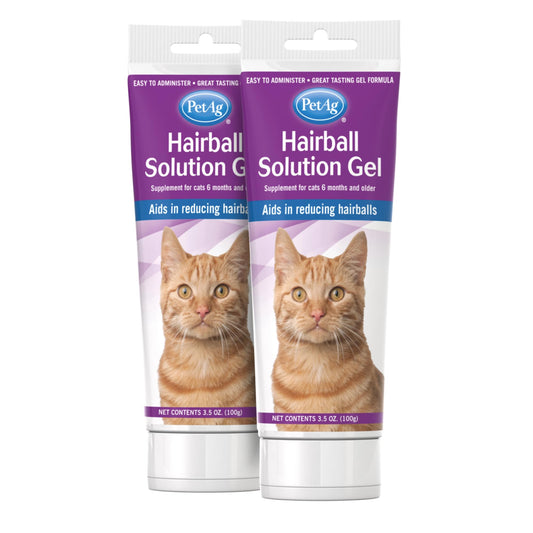 PetAg Hairball Solution Gel Supplement for Cats - 3.5 oz, Pack of 2 - Helps Prevent and Reduce Hairballs in Cats 6 Months and Older