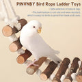 PINVNBY Bird Parakeet Toys, Bird Rope Ladder Swing Hammock Toys, Made of Natural Wood and Rope, Parakeet Cage Accessories for Parrot Budgie Conure Cockatiel (2 PCS)