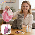 Cat Grooming Restraint Bag with Adjustable Drawstrings, Pink Mesh Bath Bag for Bathing, Nail Trimming, Ear Cleaning, Bre