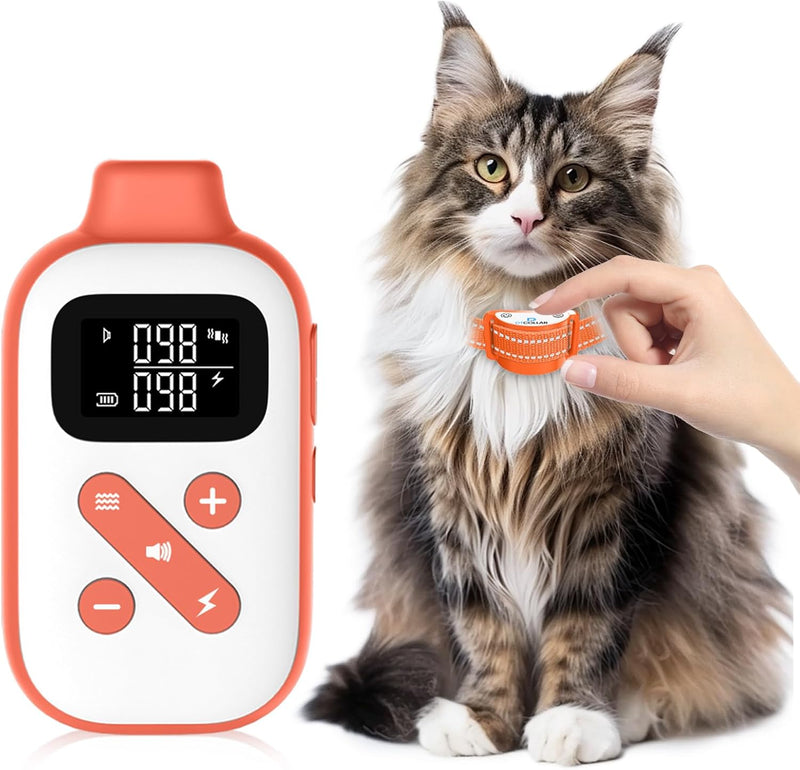 Lightweight Cat Shock Collar with Remote, Mini 3300Ft Cat Training Collar with Shock/Vibration/Beep Vibration&Beep 4 Mod