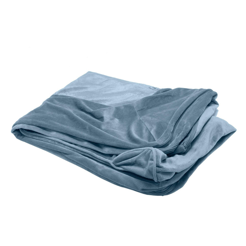 Furhaven Replacement Dog Bed Cover Faux Fur & Velvet Sofa-Style, Machine Washable - Harbor Blue, Large