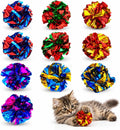 QUVOVID Cat Crinkle Ball Toys 10 Packs for Indoor Cats to Kill Time and Keep Fit, 2.3 Inch Colorful Mylar Crinkle Balls Attract Cats to Swat, Bite, Hunt, Interactive Toys for Cats and Kittens