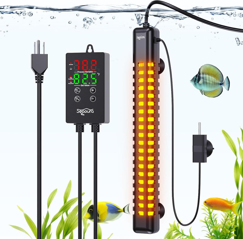 SEAOURA 800W Aquarium Heater for 100-180 Gallon Tank Thermostat Temp Probe
