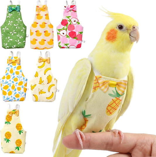 6Pcs Bird Diapers, Reusable Parrot Diapers with Adjustable Straps