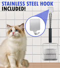 Faoemsey Cat Litter Scoop,Solid and Durable Kitty Metal Scooper,Stainless Steel Sifter,Heavy Duty,for Litter Box,Black Rubber Handle,Included Stainless Steel Hook