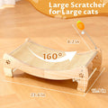 Cat Scratcher Bed with Interactive Carrot Toy - 3-in-1 Wooden Sisal Scratching Pad, Hammock Lounge & Play Center for Indoor Cats - Furniture Protector, Solid Wood Frame (Extra Large)