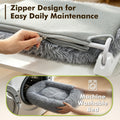 Zoratoo Cloud-Snuggle Cat Window Perch with 4-Sided Ultra-Thick & Fluffy Plush Cushion Bed, Foldable Cordless Cat Window Hammock for Window with Sturdy Metal Frame for Large Cats and Kittens (M, Gray)
