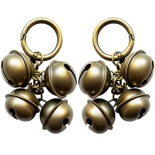 AYECEHI Dog Collar Bell for Pet Tracking 2 Strings in 8 Pieces Pet Bells for Collar Loud Brass Cat Bells for Collar with Key Rings Vintage Bronze Jingle Bells for Doorbell Potty Training