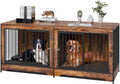 VEVOR 75 inch Dog Crate Furniture for 2 Dogs, Divider, Double Doors, Brown