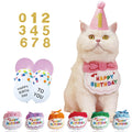 PAONEX Reusable Cat Birthday Decorations Set - Adjustable Cat Birthday Hat & Bandana with Age Numbers | Kitty Celebration Kit for Memorable Milestones（Pink）