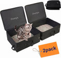 2 Pack Portable Travel Litter Box for Cats, Collapsible Travel Cat Litter Box with Zipped Lid, Waterproof Leak-Proof Sma