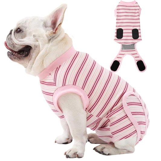 Recovery Suit for Dogs - Dog Surgery Recovery Suit Female Spay, Soft Dog Onesie for Surgery Female,Dog Cone Alternative Surgical Recovery Suit,Abdominal Wounds Suit (Pink Stripe, Small)